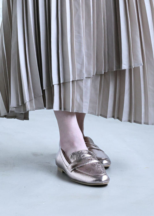 【新品預訂】日本製 潮牌Lucida 防水 粉金色 Alasia 基本款平底樂福鞋 (LC-104 PGD )