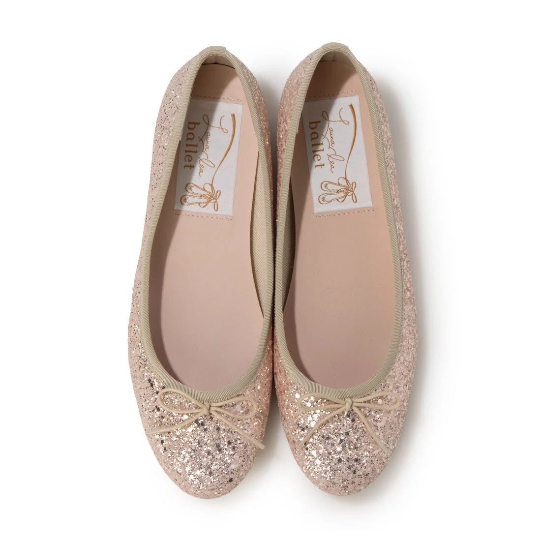【新品預訂】日本製 Launa lea 閃耀亮片圓頭芭蕾鞋 ( B1601A ) (粉杏色 Z / PK Beige Z )