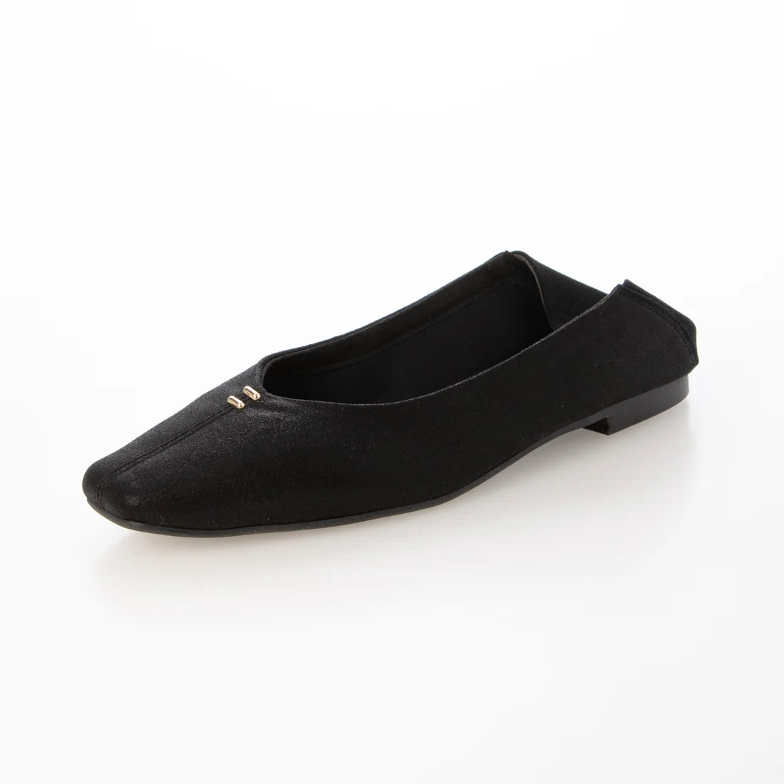 【新品預訂】日本製 Lauf Oletta 簡約金色配件踩踭平底鞋 (LH103 Black-S) (黑色)
