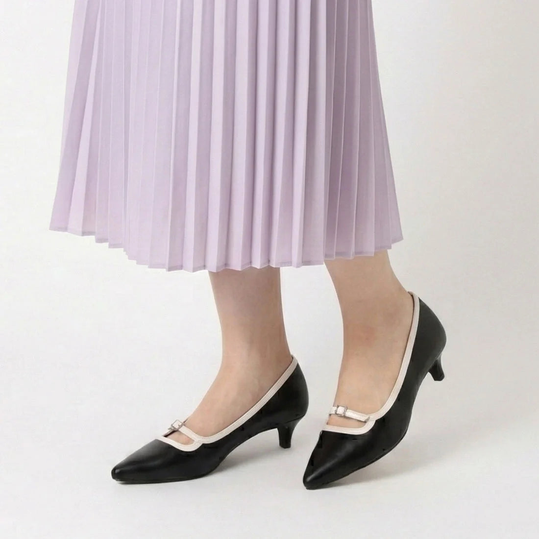【新品預訂】日本製 Lauf Oletta [All Weather] 全天候 4cm踭 可調節橫帶尖頭高跟鞋（LRH136 Black/C） (黑色)
