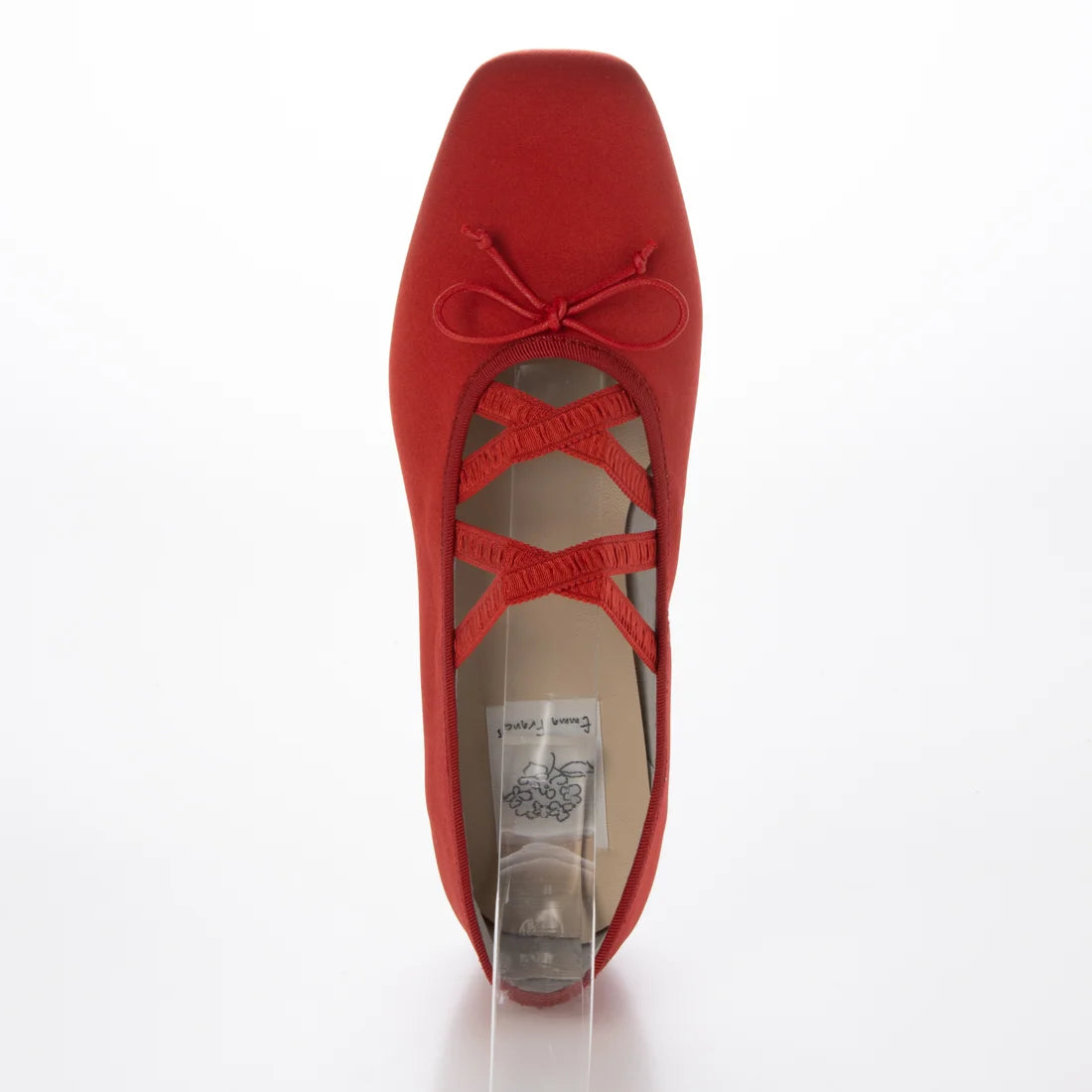 【新品預訂】日本製Emma Francis 交叉橡筋帶方頭平底芭蕾舞鞋（紅色緞面）(03ac-ST 135)