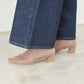 日本製 Launa Lea 4cm 彈性方頭短靴 (587)(淺杏色／L beige S)