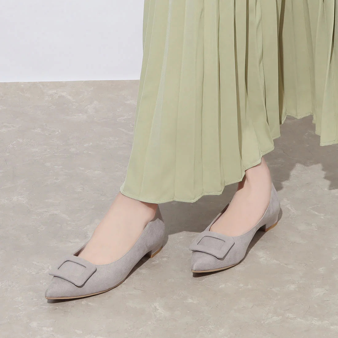 日本製 Launa lea 扣尖頭高跟鞋 (459A) (灰色 S / Grey S )