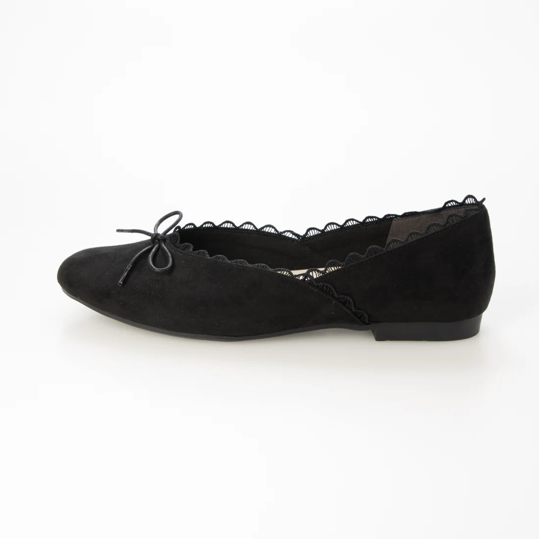 【新品預訂】日本製 Launa lea 經典蕾絲邊蝴蝶結芭蕾舞鞋 (B1616)(黑色/Black-S)