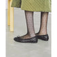 【新品預訂】日本製【珍珠色調防水】Emma Francis 真皮 圓頭平底芭蕾舞鞋(02b-L P101)(Black Leather Intricate)（ブラック レザーイントレチャート）