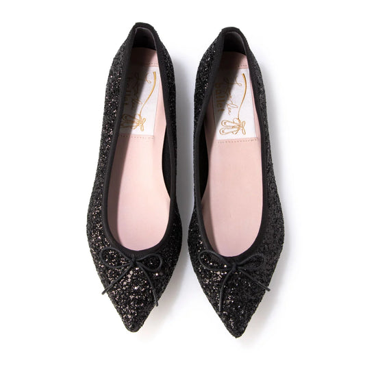 日本製 Launa lea 閃耀亮片尖頭芭蕾鞋 ( B4601A ) (黑色/Black)