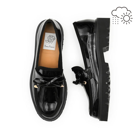 【新品預訂】日本製Emma Francis   [All Weather] 全天候 蝴蝶結樂福鞋（黑色光滑）( 2002f E101) BLK