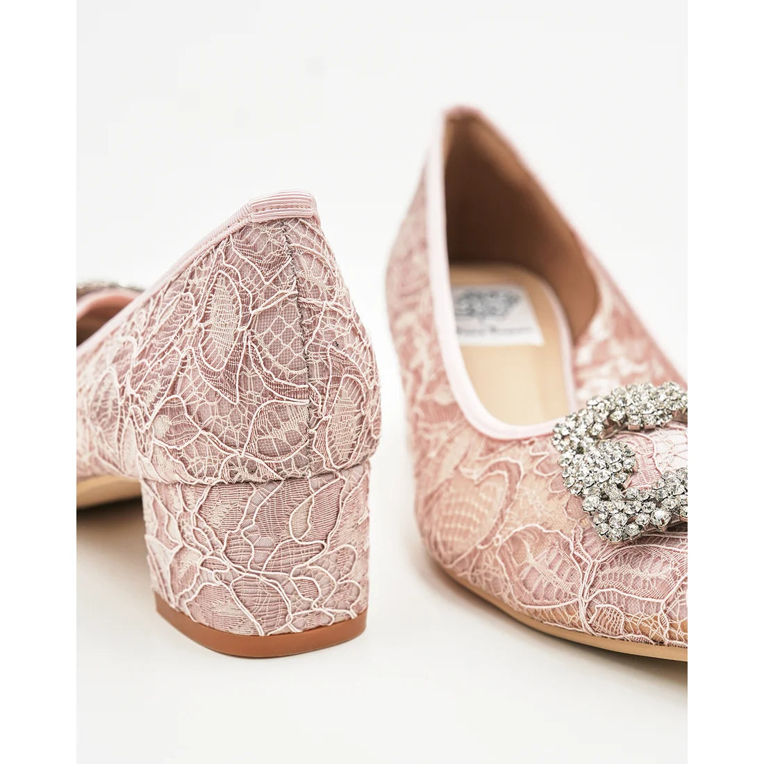 【新品預訂】日本製Emma Francis 4cm跟 寶石扣 薄紗蕾絲高跟鞋 (粉色薄紗 ) ( 4003b-T 144 )