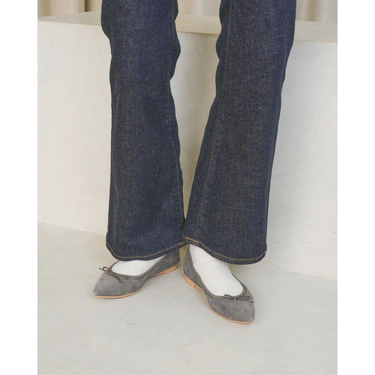 日本製【珍珠色調防水】Emma Francis 真皮 尖頭平底芭蕾舞鞋(01b-L S154)(Dark Grey leather suede) （ダークグレー レザースエード）