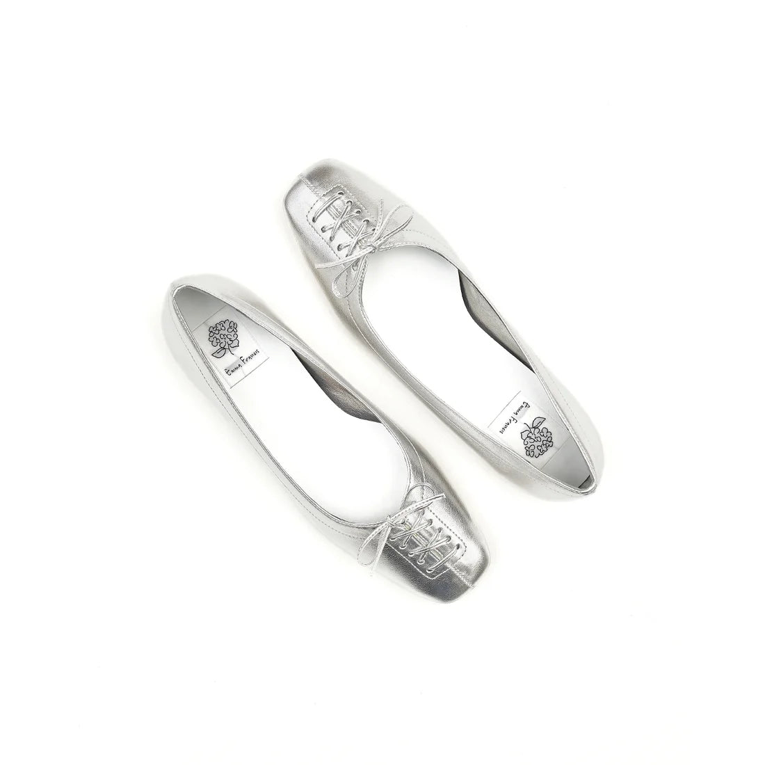 【新品預訂】日本製Emma Francis  綁帶蝴蝶結平底鞋（銀色）(03ab-M 162)