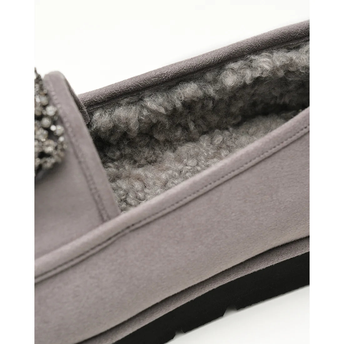 【新品預訂】日本製Emma Francis   [雨天應對] 防水 內側柔軟仿毛 寶石樂福鞋（灰色絨面革）(2002g-S 153)GRY