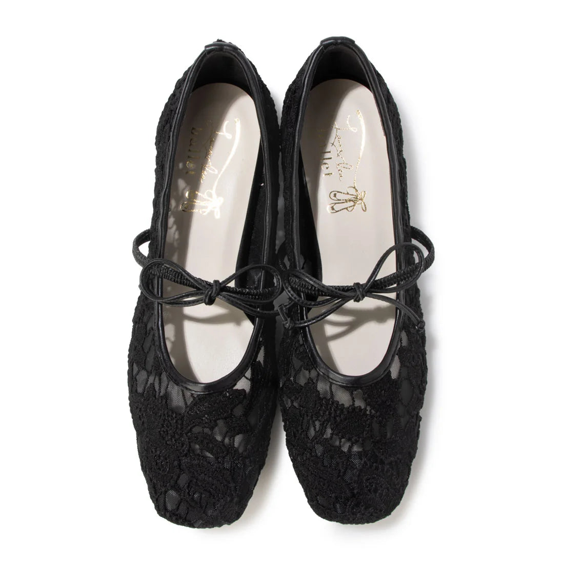 【新品預訂】日本製 Launa Lea 花卉蕾絲漁網芭蕾舞鞋 (B7612A)(黑色 / Black Z)