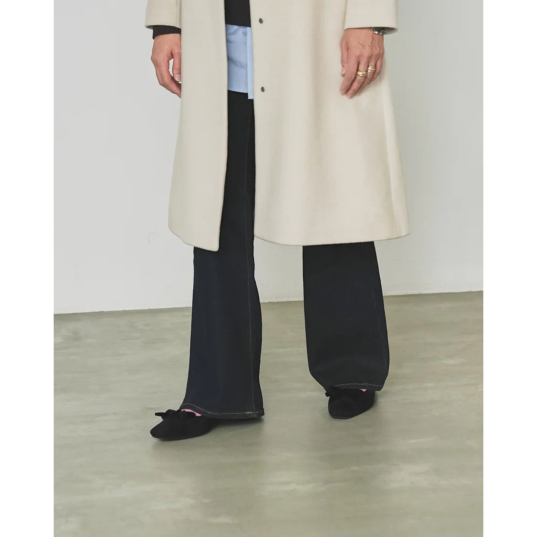 【新品】日本製Emma Francis   蝴蝶結3cm方頭高踭鞋（黑色絨面革）(3004a-S 101) BLK