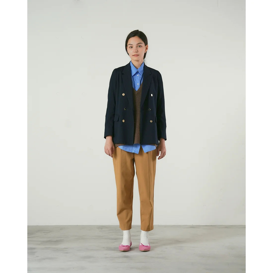 日本製【珍珠色調防水】Emma Francis 真皮 尖頭平底芭蕾舞鞋(01b-L S143)(Dark Pink leather suede) （ダークピンク レザースエード）