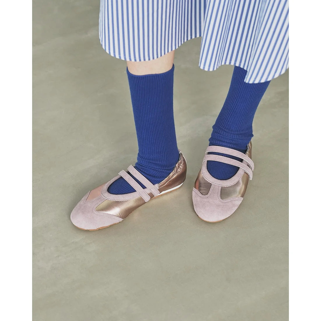 【新品預訂】日本製Emma Francis   彈性褶邊瑪麗珍芭蕾舞鞋（粉色天鵝絨皮革）(09k-NY 144)