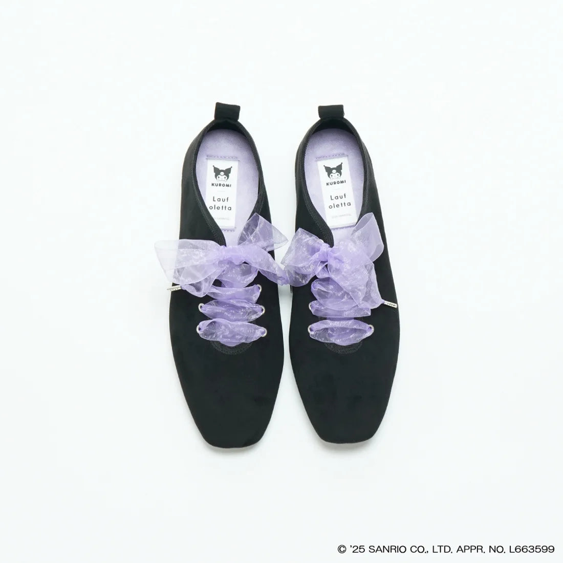 【限定品預訂】售完即止【KUROMI × Lauf oletta 特別聯名】日本製 柔軟繫帶芭蕾鞋 (LH106 Black-S) (黑色)