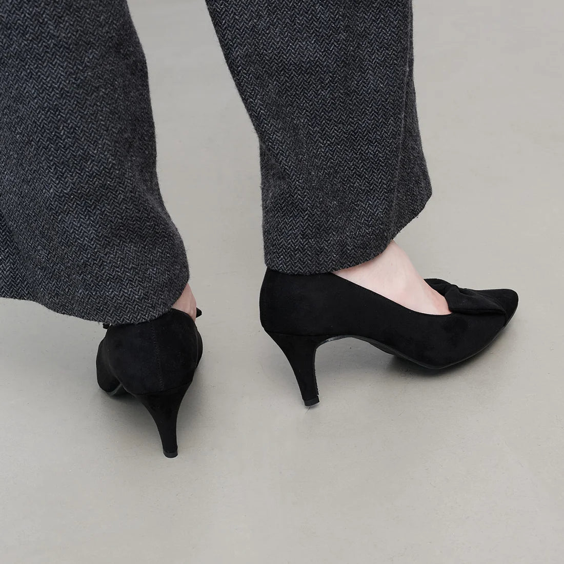 【新品預訂】日本製 Launa Lea 7cm 蝴蝶結高跟鞋 (608)(黑色 S / Black S)