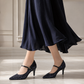 Launa lea 日本製 7cm Glitter 尖頭 Mary Jane 深藍色高跟鞋 575 navy
