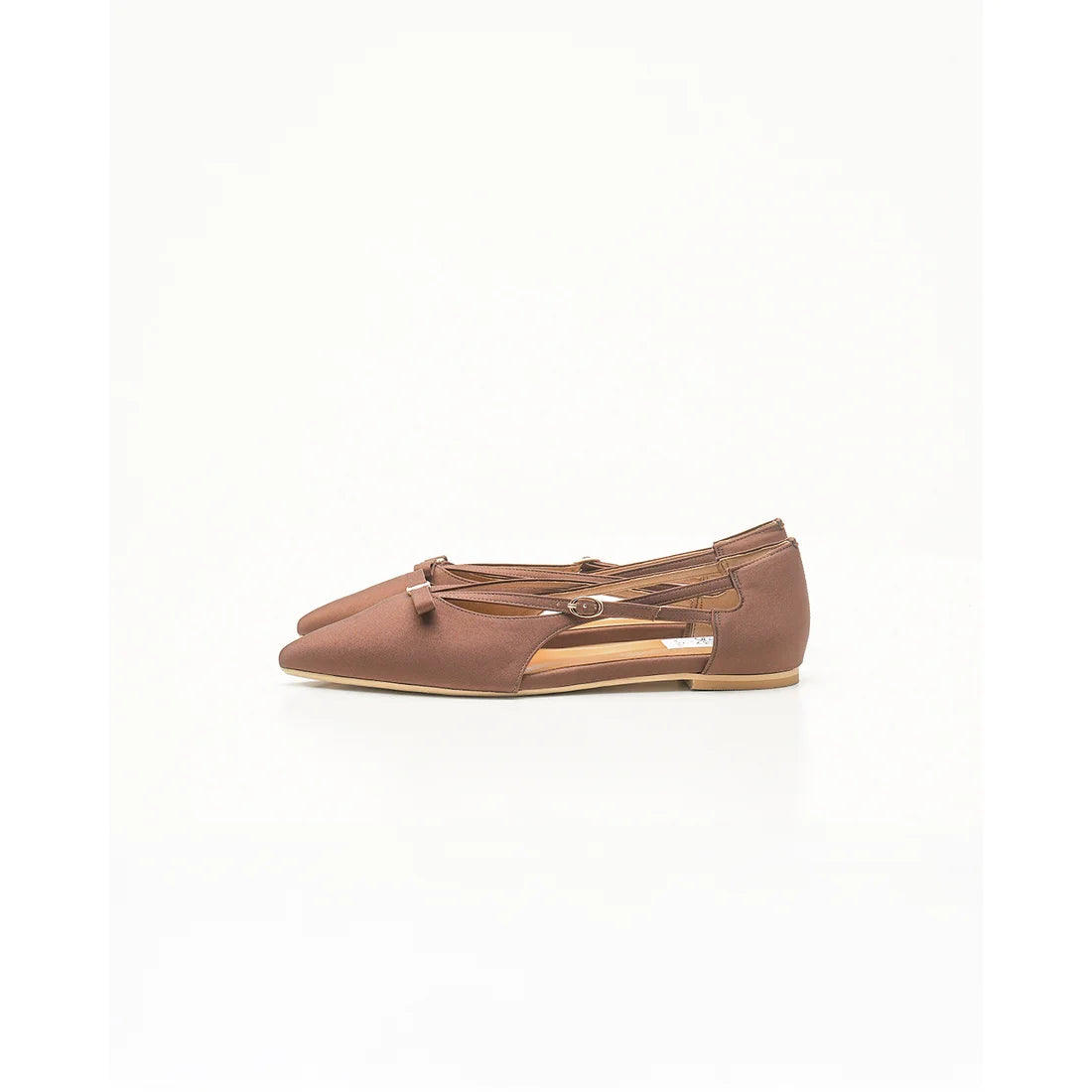 【新品預訂】日本製Emma Francis 緞面側平底鞋（棕色）( 07f-ST 105) Brown