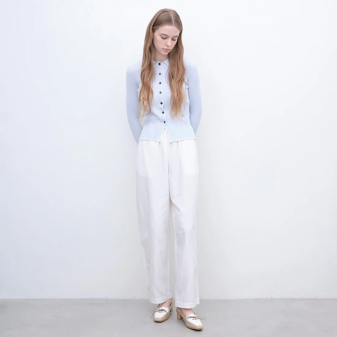 【新品預訂】日本製 Launa lea 方頭3cm踭 雙色繫帶樂福鞋 (616) (杏色/C / Beige/C)