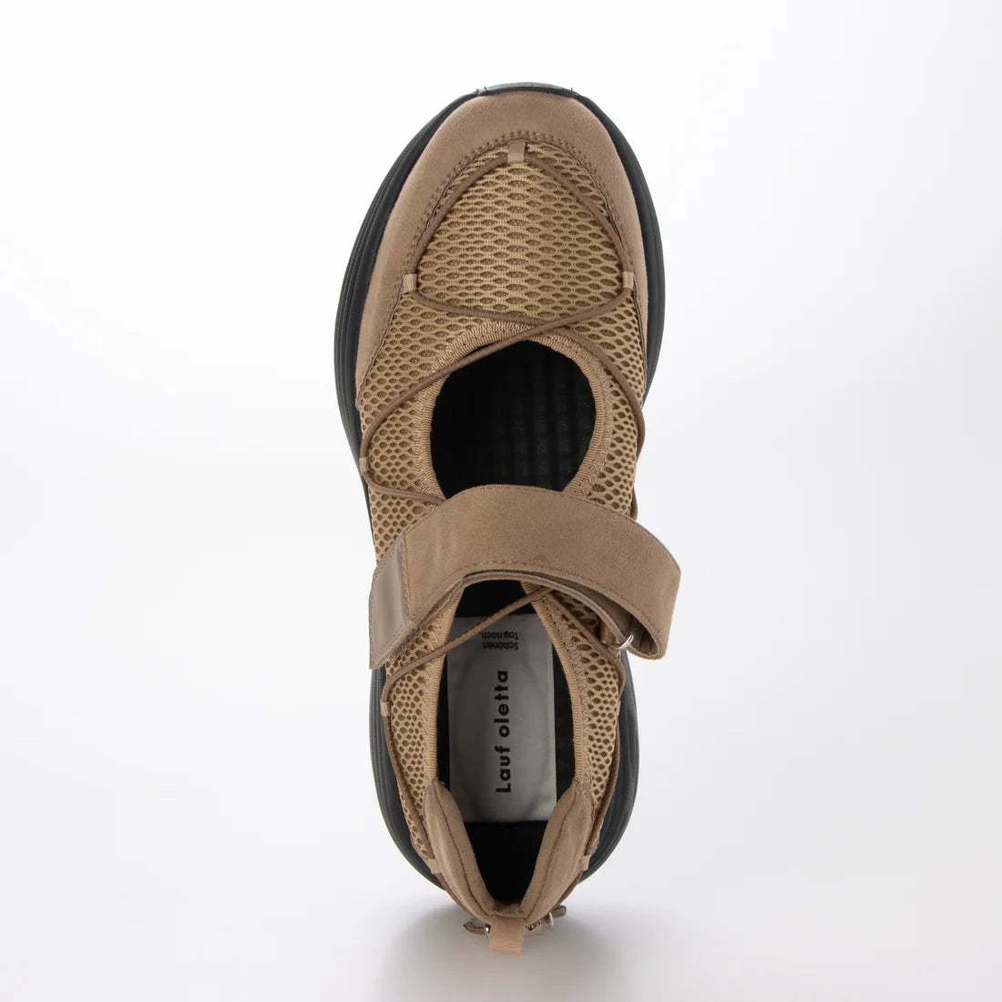 【新品預訂】日本 Lauf Oletta 輕盈 4cm厚底網面瑪莉珍運動鞋 (L150 Beige-Z)(杏色)