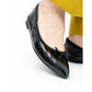 日本製【珍珠色調防水】Emma Francis 真皮 尖頭平底芭蕾舞鞋(01b-L M101)(Black Leather Mylar) （ブラック レザーマイラー）