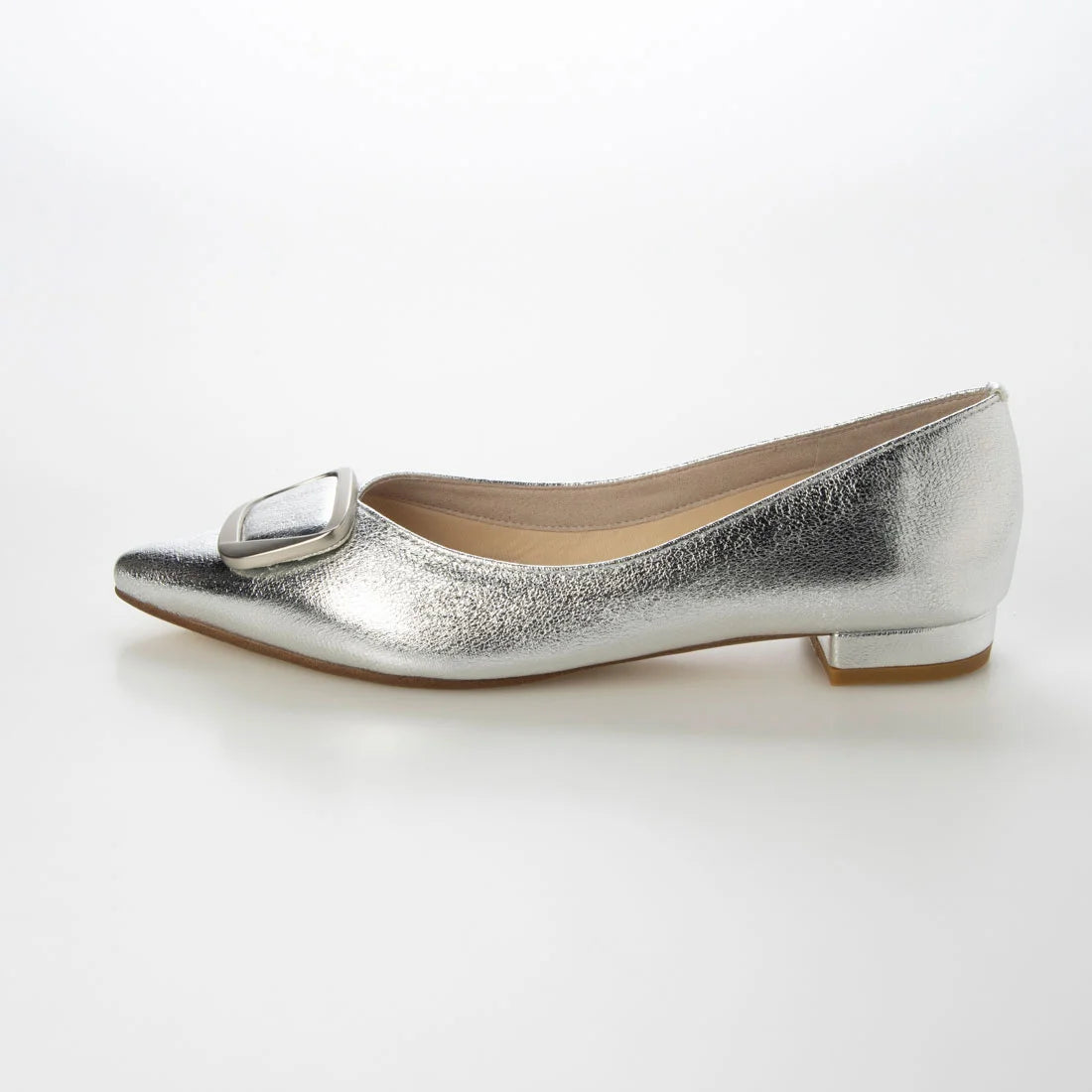 【新品預訂】日本製 Lauf Oletta [All Weather] 全天候 防水尖頭金扣平底鞋（LRH127 Silver) (銀色)