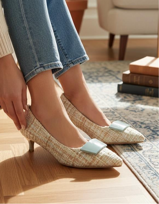 【新品現貨】日本製 Launa Lea 5cm方扣尖頭高跟鞋 (573) (薄荷Z/C / Mint Z/C)