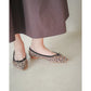 日本製【珍珠色調防水】Emma Francis真皮 尖頭平底芭蕾舞鞋(01b-L S328)(Leopard print leather suede)（レオパード柄 レザースエード）