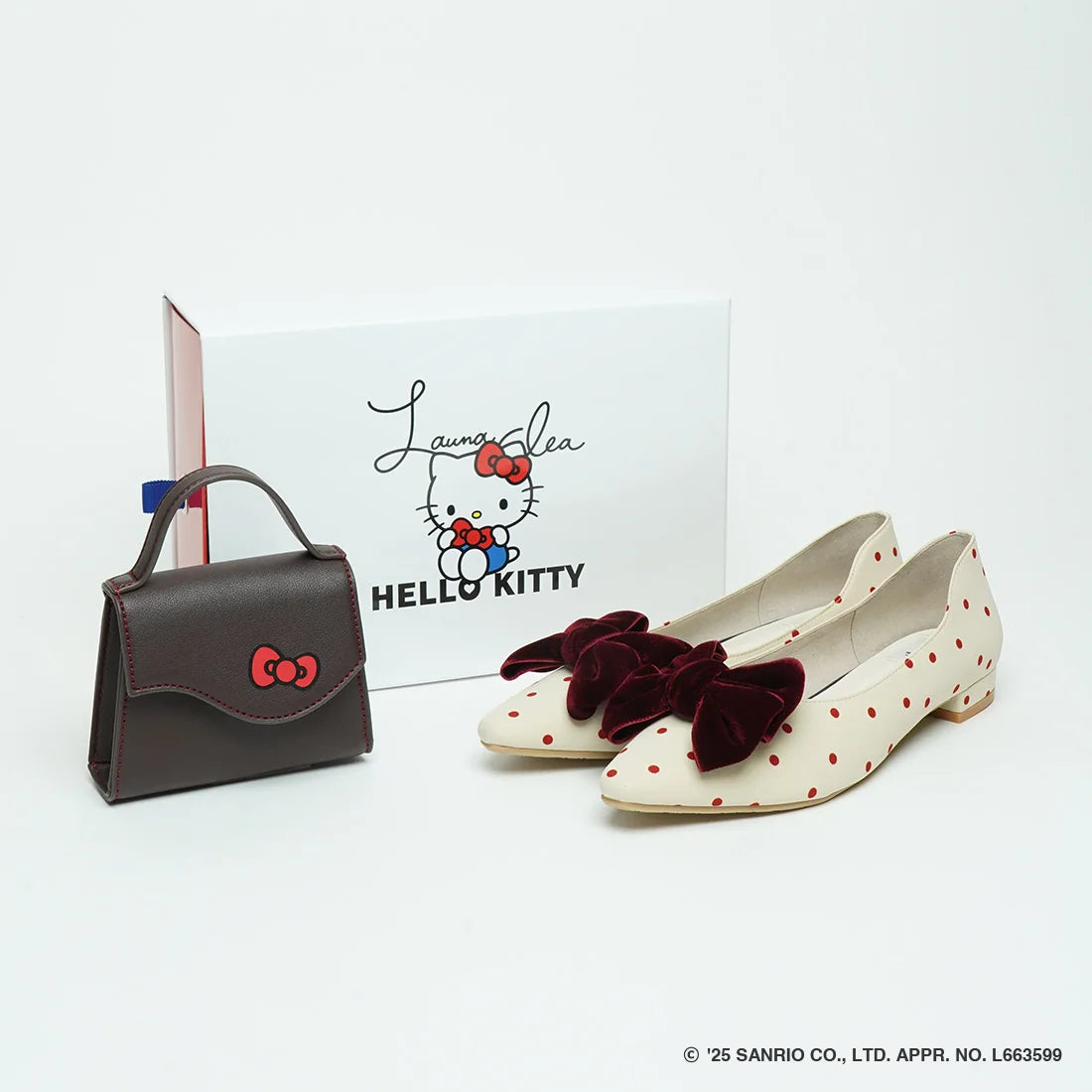 【限定品預訂】售完即止【HELLO KITTY × Launa lea 特別聯名】日本製蝴蝶結平底鞋 (460K)(紅色/Red Z/C)