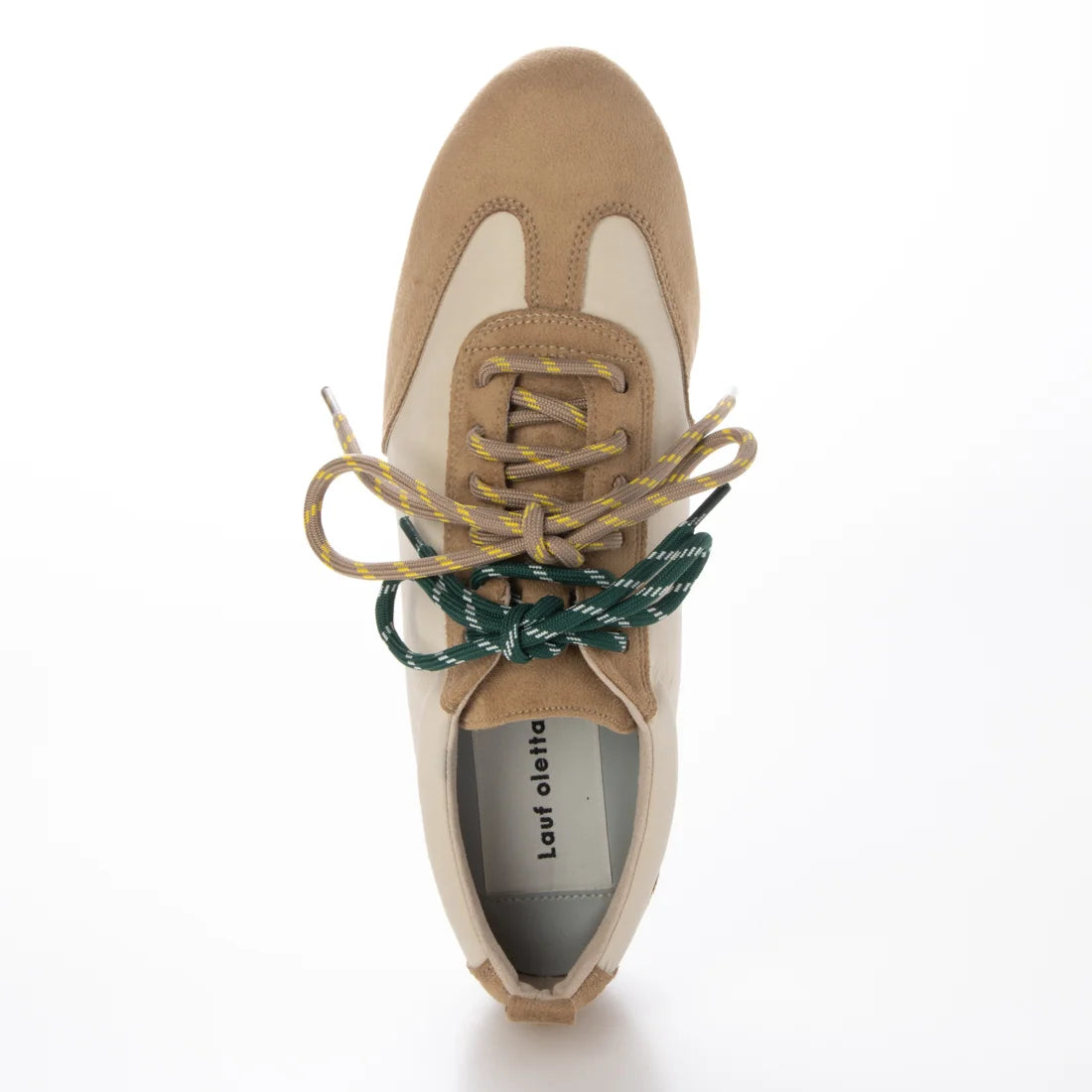 【新品預訂】日本製 Lauf Oletta 雙色混搭鞋帶輕盈運動鞋(LP147 BEIGE-S/C) (杏色)