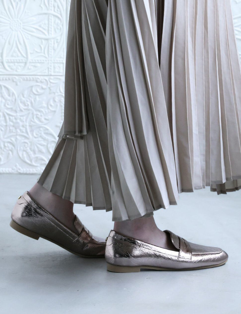 【新品預訂】日本製 潮牌Lucida 防水 粉金色 Alasia 基本款平底樂福鞋 (LC-104 PGD )