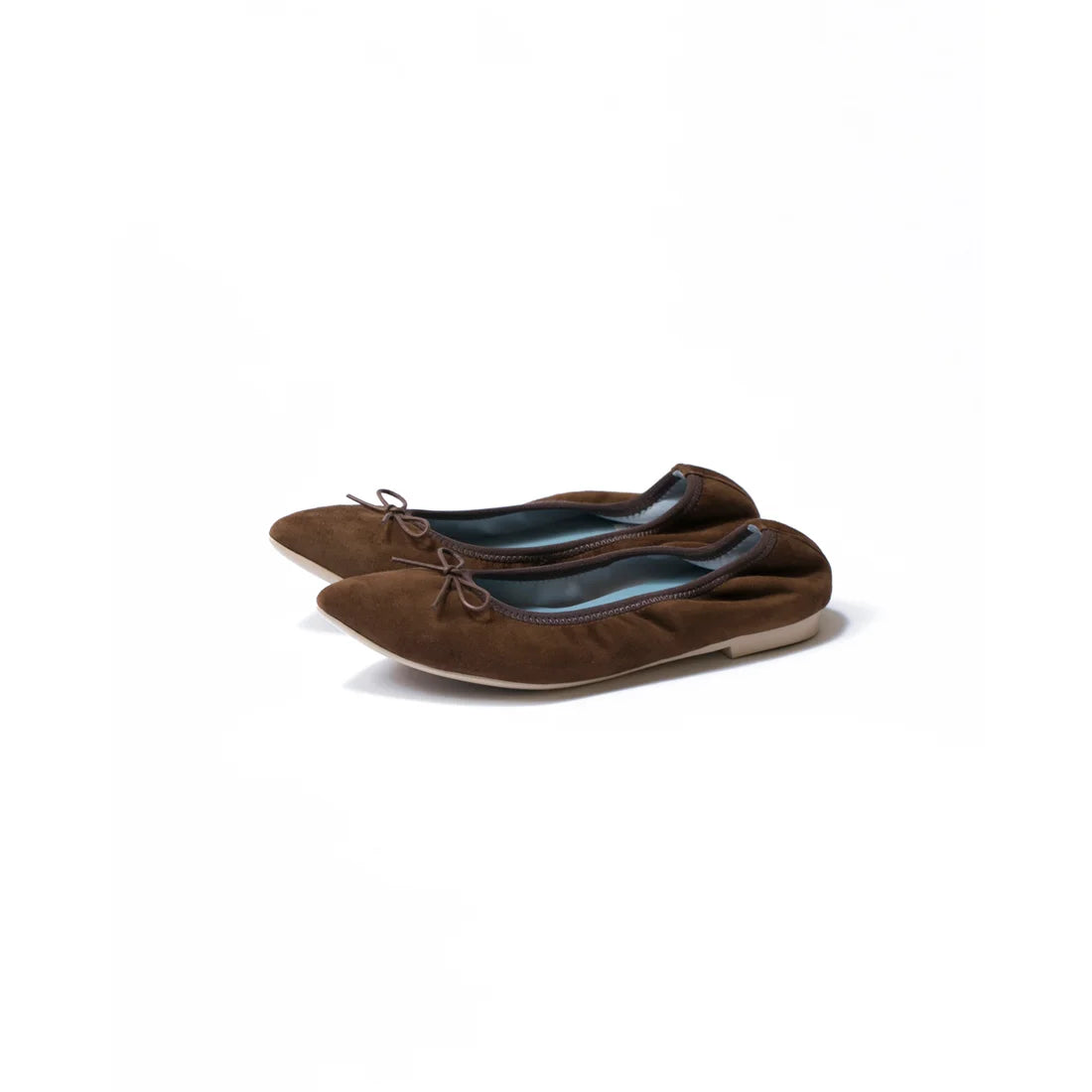 日本製【珍珠色調防水】Emma Francis 真皮 尖頭平底芭蕾舞鞋(01b-L S105)(Brown leather suede) （ブラウン レザースエード）