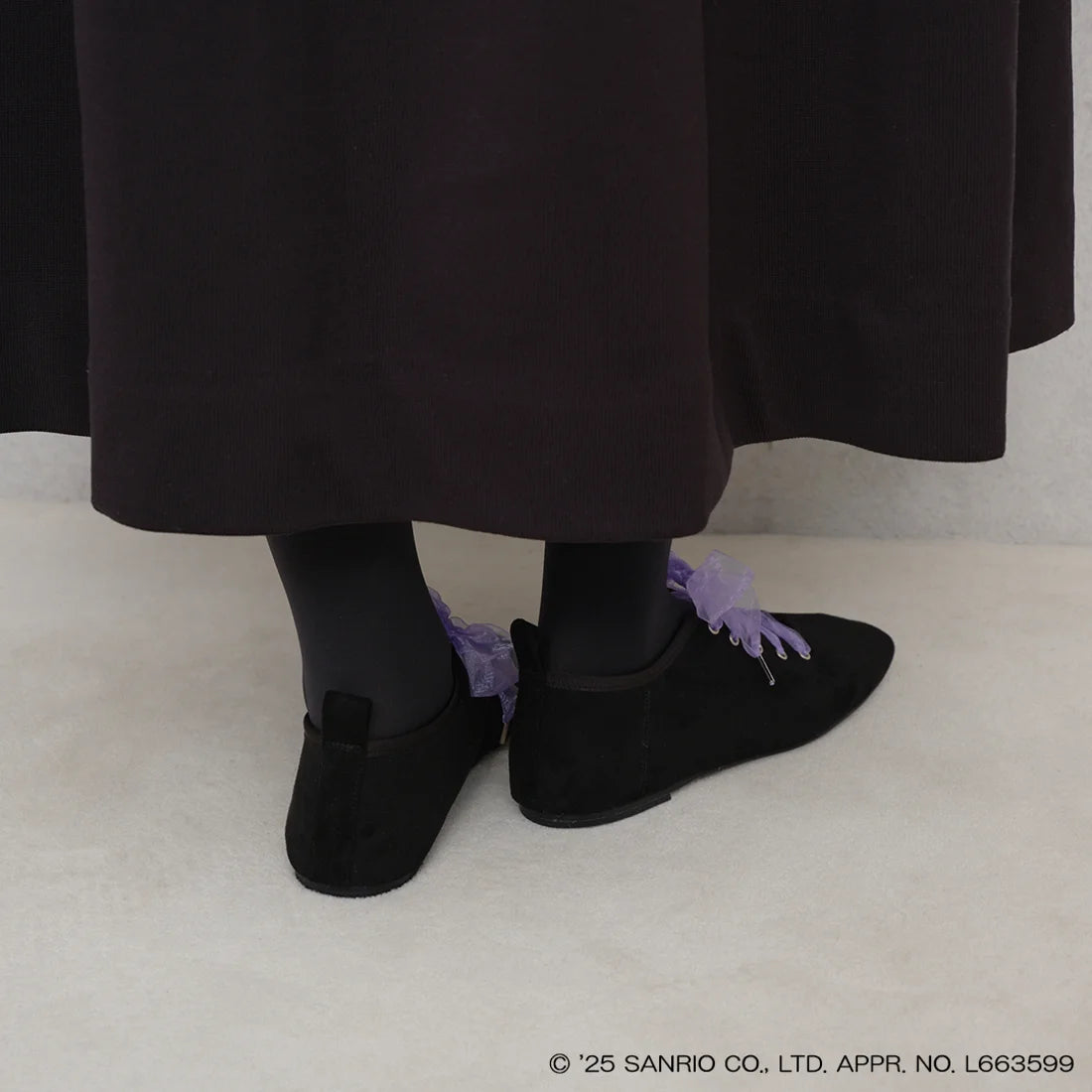 【限定品預訂】售完即止【KUROMI × Lauf oletta 特別聯名】日本製 柔軟繫帶芭蕾鞋 (LH106 Black-S) (黑色)