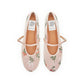 【新品預訂】日本製Emma Francis 碎花歐根紗透網瑪莉珍鞋 (05l-T 144)（粉色薄紗）