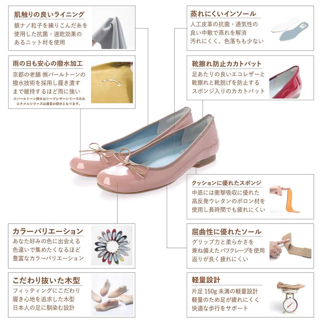日本製【珍珠色調防水】Emma Francis尖頭平底芭蕾舞鞋 (01b-L S147) (Khaki leather suede)（カーキ レザースエード）