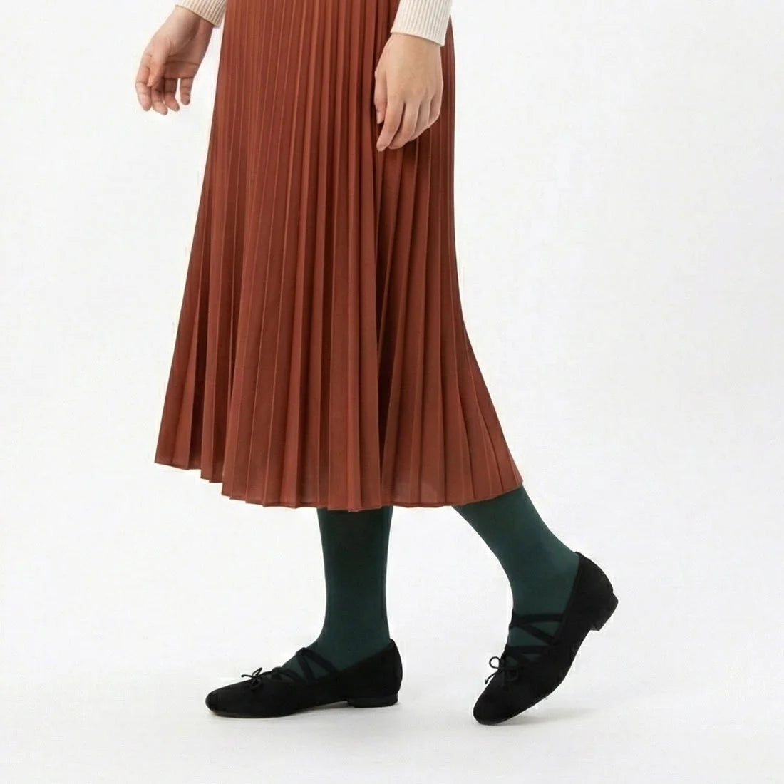 【新品預訂】日本製Emma Francis 交叉橡筋帶方頭平底芭蕾舞鞋（黑色緞面）(03ac-ST 101)