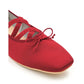 【新品預訂】日本製Emma Francis 交叉橡筋帶方頭平底芭蕾舞鞋（紅色緞面）(03ac-ST 135)