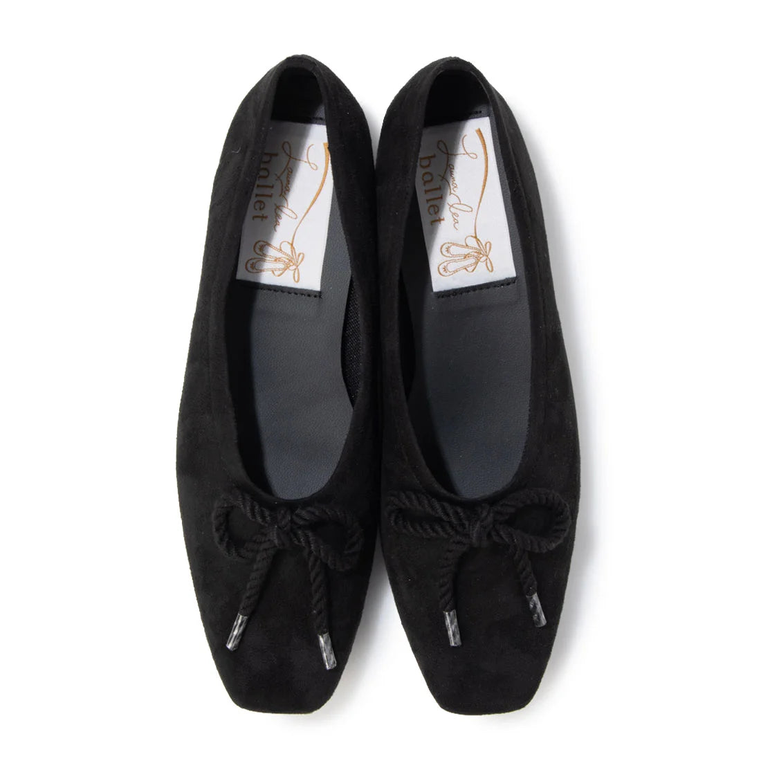 【新品預訂】日本製 Launa lea 繩蝴蝶結方頭絨毛芭蕾舞鞋（B7102A）(黑色 S / Black S )