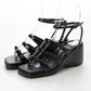 【新品預訂】日本Launa Lea 6cm 方頭綁帶坡跟涼鞋(S161)(黑色/ Black)