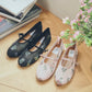 【新品預訂】日本製Emma Francis 碎花歐根紗透網瑪莉珍鞋 (09k-T 144)（粉色薄紗）