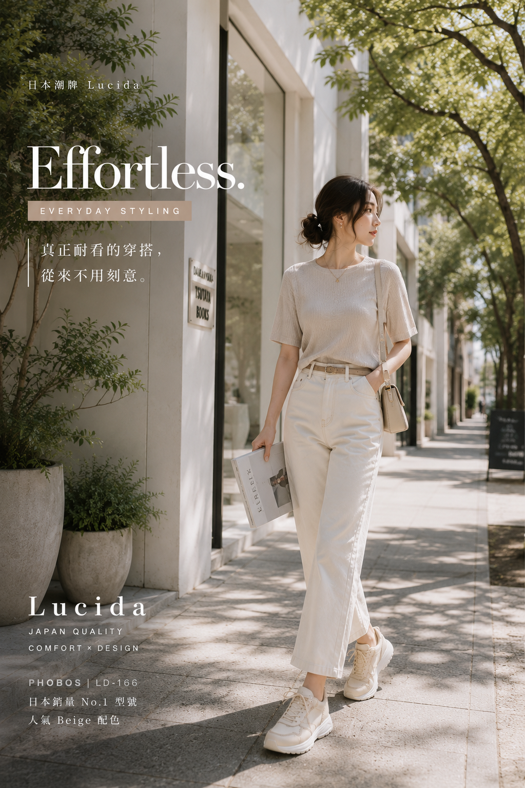 現貨優惠￼日本潮牌Lucida 杏色 Phobos 閃爍微粒拼接設計厚底運動鞋 ( 4166 BEG )