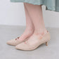【新品預訂】日本製 Launa Lea 5cm踭高迷你金屬圖案高跟鞋 (610) (淺杏色 S / L Beige S)