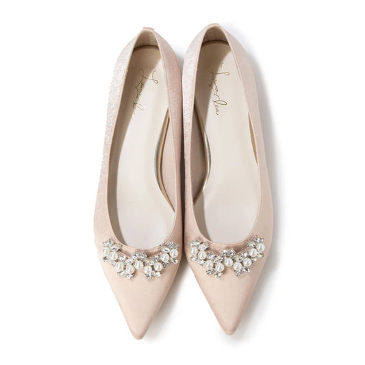 【新品預訂】日本製 Launa Lea 珍珠水鑽平底鞋（618）(粉杏色 Z / PK Beige Z)