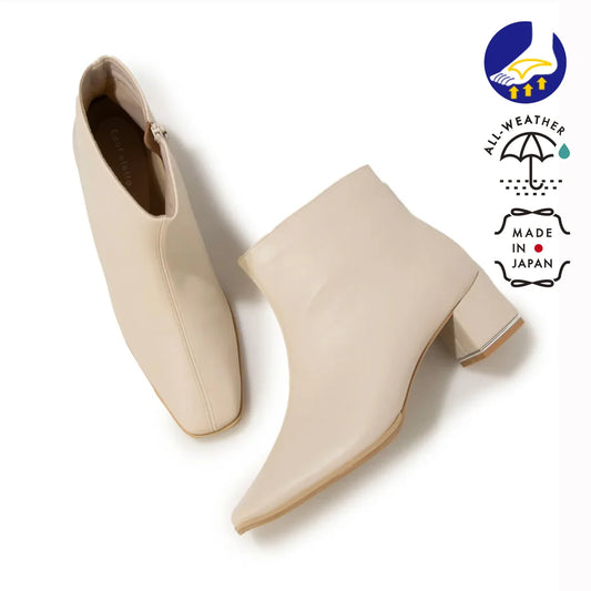 【新品】日本製 Lauf Oletta    [雨天應對] 防水 5cm踭 足弓支撐短靴（LRM119 IVORY）(象牙色)