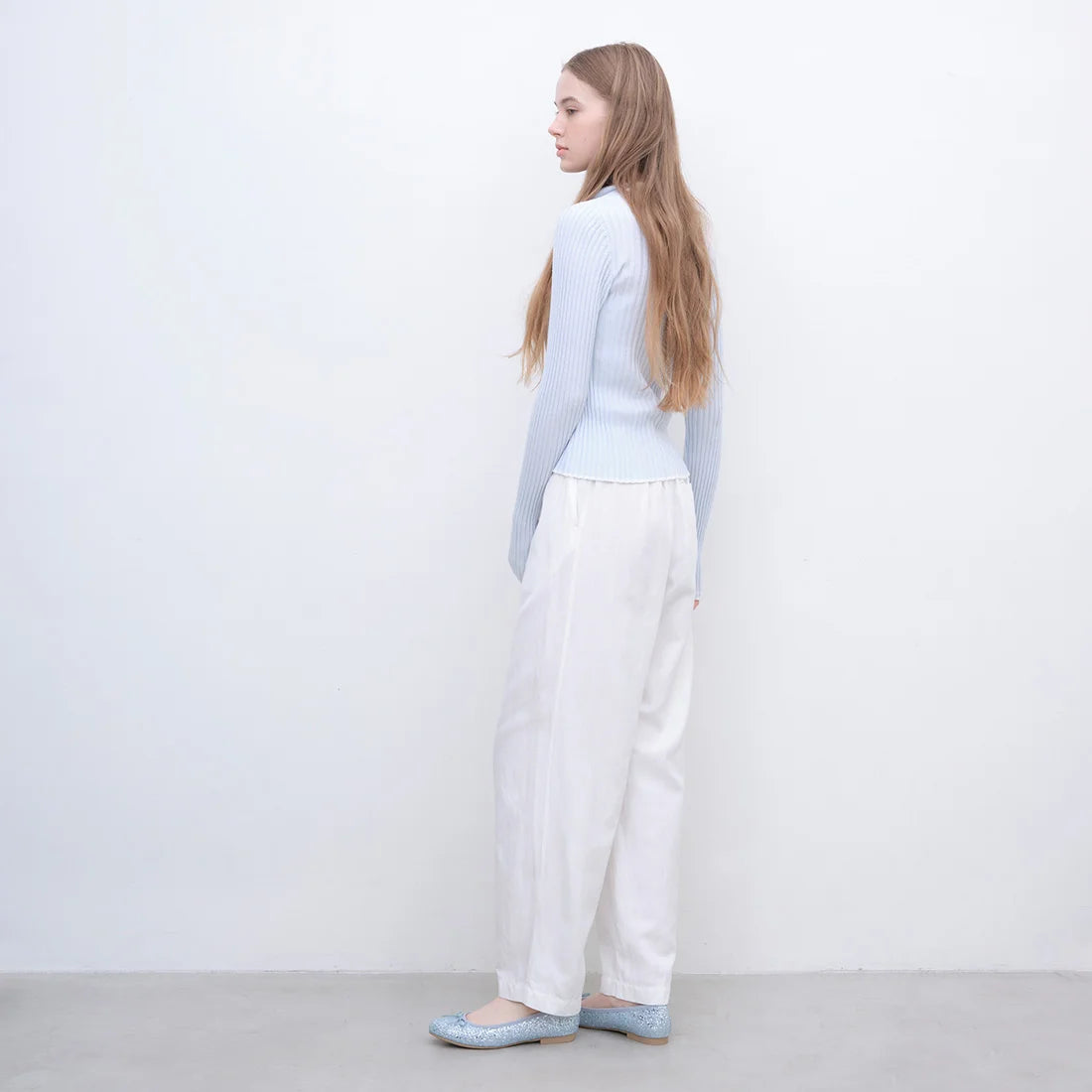 【新品預訂】日本製 Launa lea 閃耀亮片圓頭芭蕾鞋 ( B1601A ) (淺藍色 Z / L Blue Z )