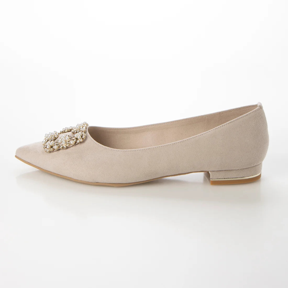 日本製 Launa Lea 寶石尖頭平底高跟鞋 (483) (L 米色 Z / L Beige Z)