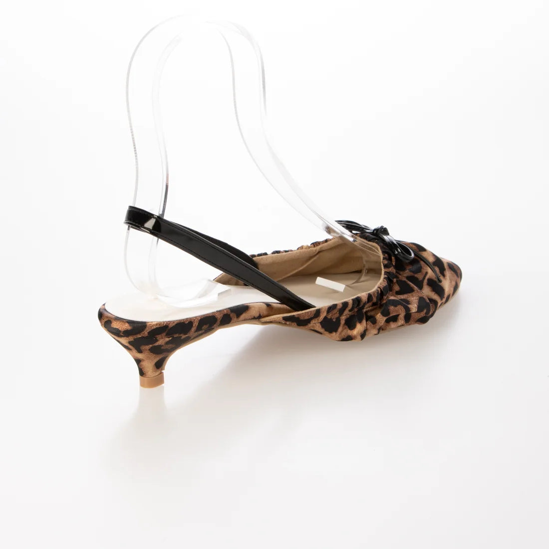 日本製 Launa Lea 4cm跟高褶邊蝴蝶結細肩帶樂福鞋 (606) (豹紋 / Leopard Z)