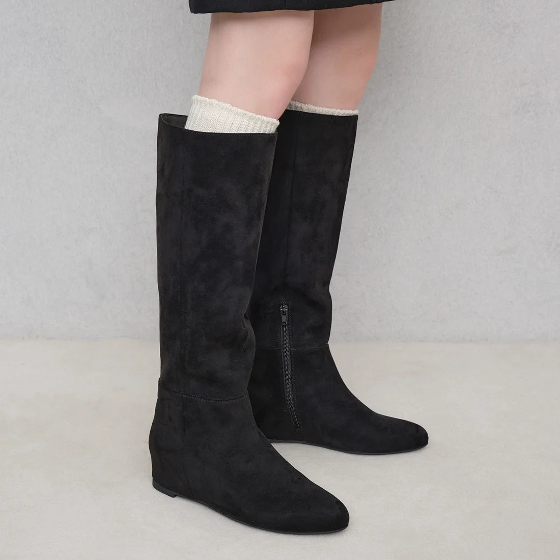 【新品現貨】Launa Lea 5cm內增高柔軟絨布長boot(S149)(黑色／Black S)