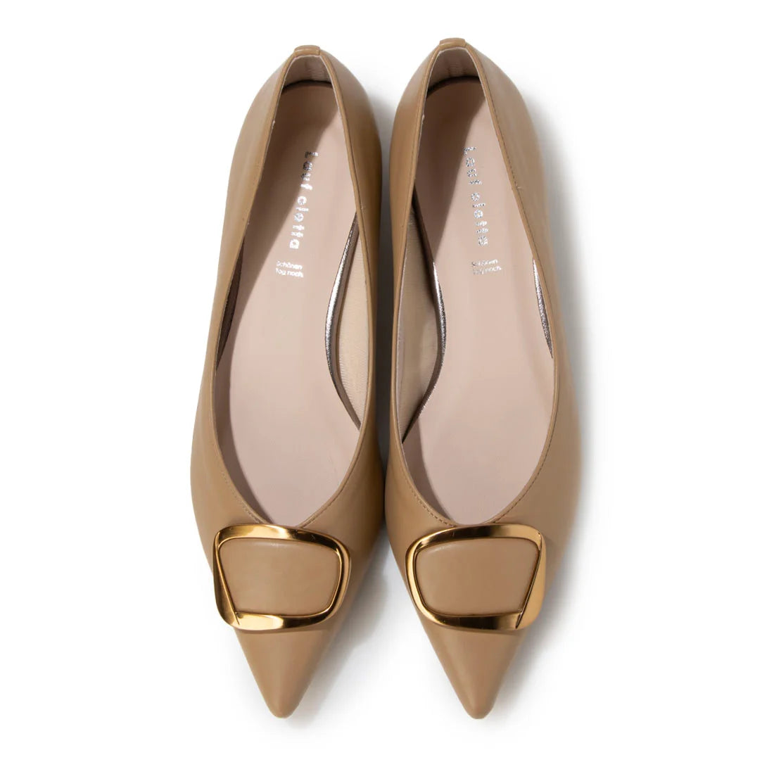 【新品預訂】日本製 Lauf Oletta [All Weather] 全天候 防水尖頭金扣平底鞋（LRH127 Beige) (杏色)